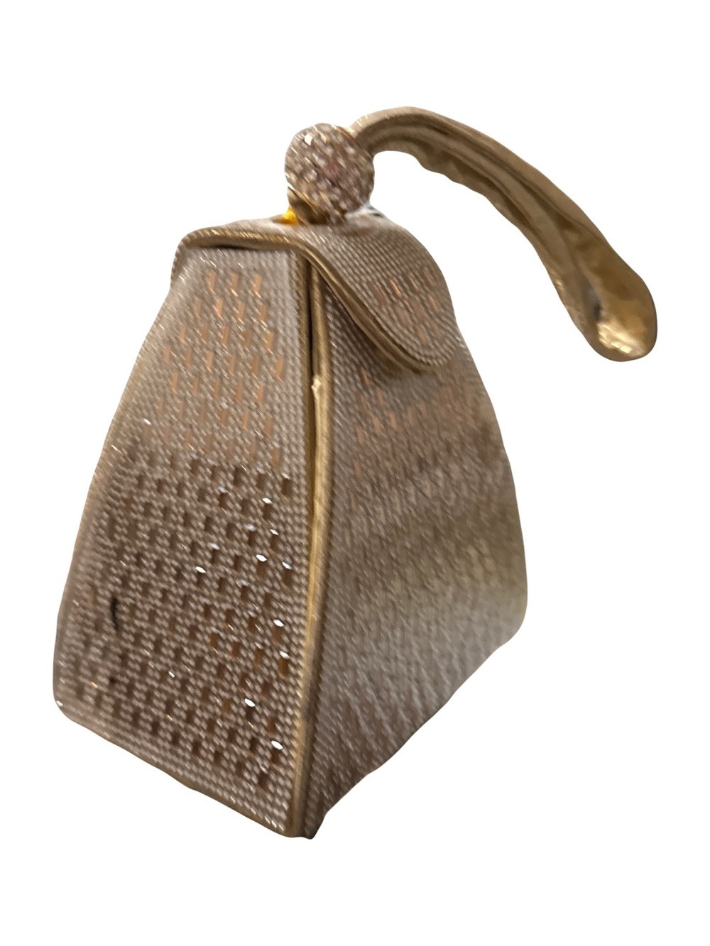 Gold Evening Wristlet Bag with Crystal Accent - Picture 2 of 6